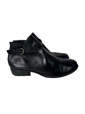 Born Jem Black Side Zip Leather Ankle Boots 9M Leathercore